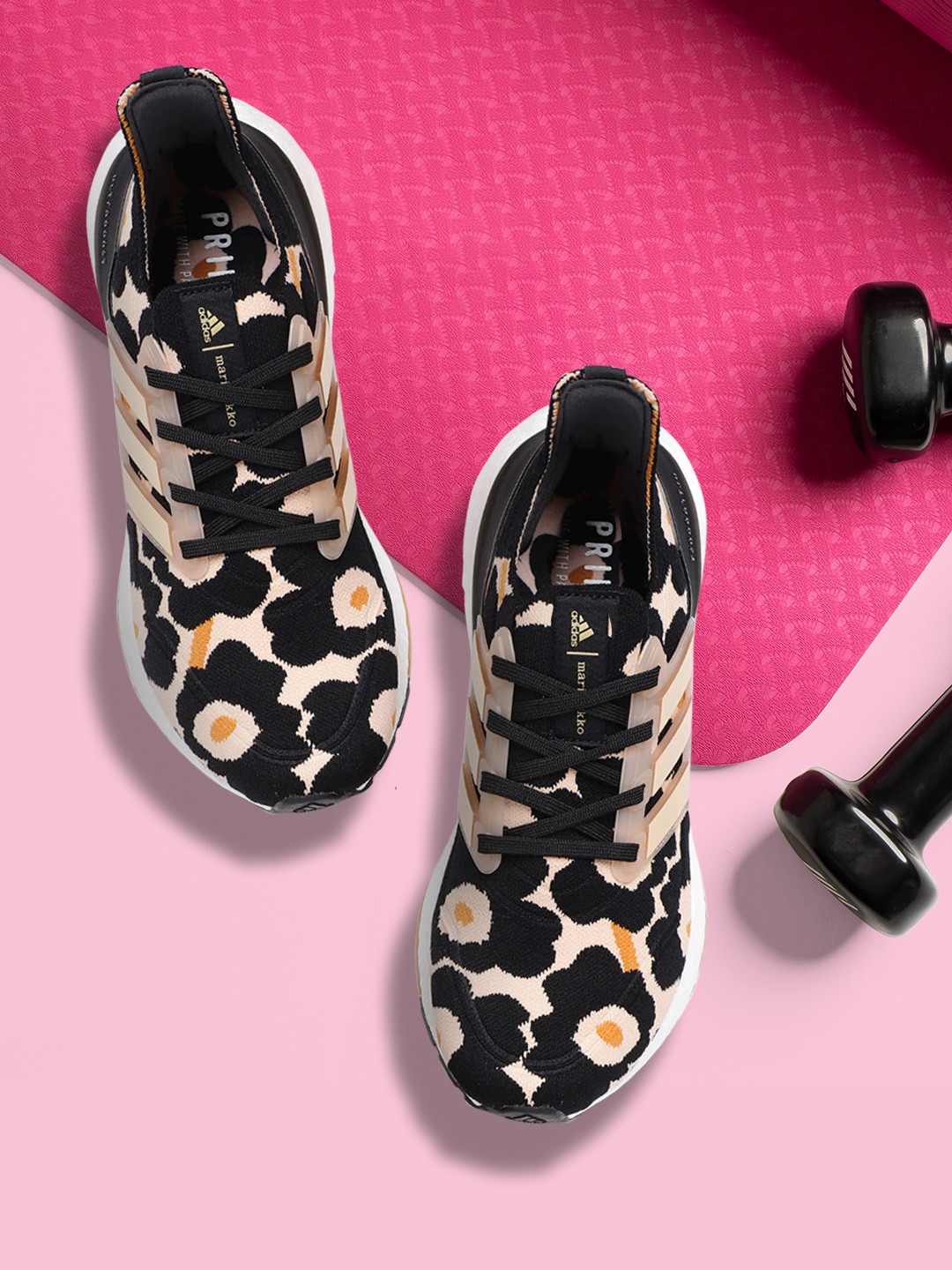 

ADIDAS Women Black & Peach-Coloured Ultraboost 21 X Marimekko Sustainable Running Shoes