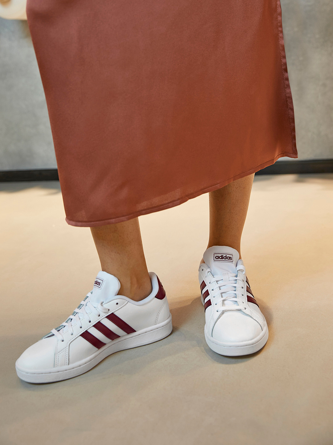 

ADIDAS Women White GRAND COURT Leather Sustainable Tennis Shoes