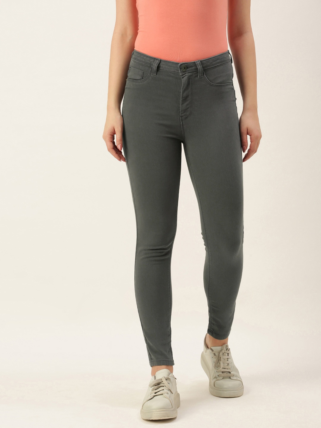 

Flying Machine Women Olive Green Super Skinny Fit High-Rise Stretchable Jeans