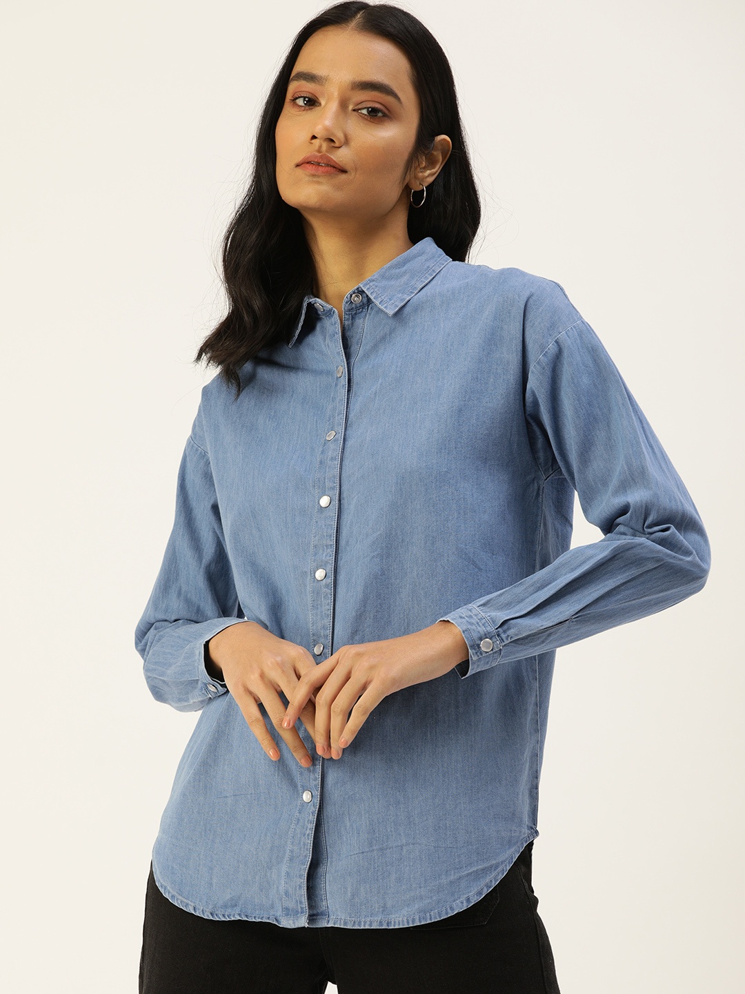 

Flying Machine Blue Shirt Style Top