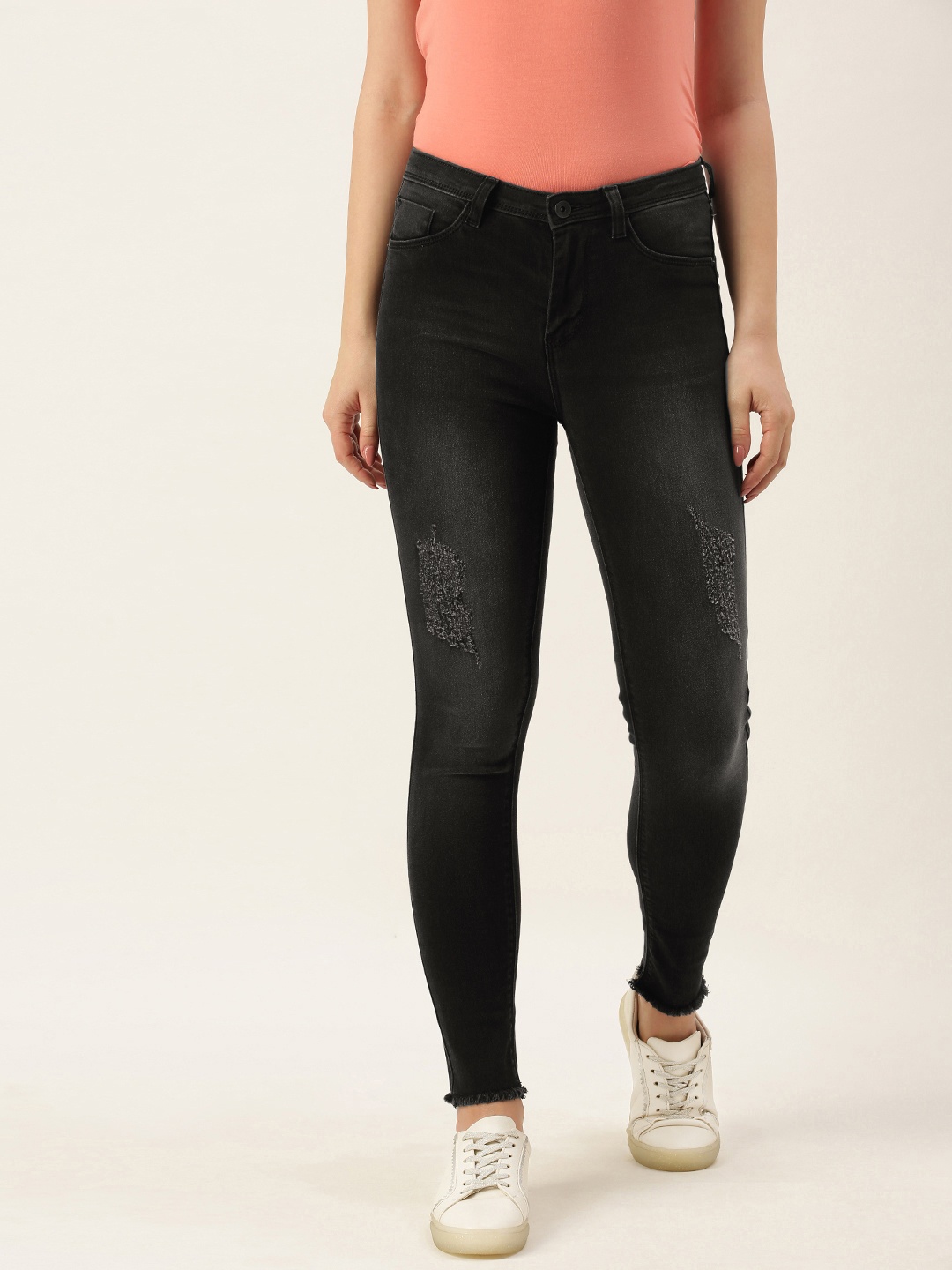 

Flying Machine Women Black Slim Fit Highly Distressed Stretchable Jeans