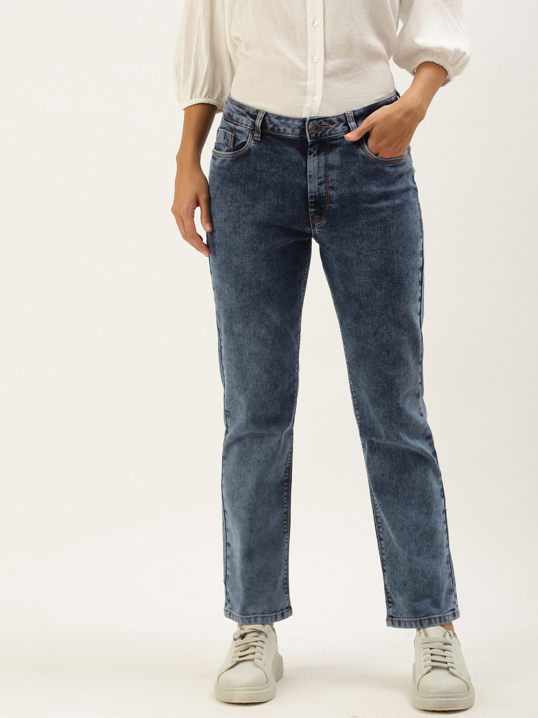 

Flying Machine Women Blue High-Rise Straight Fit Light Fade Clean Look Jeans