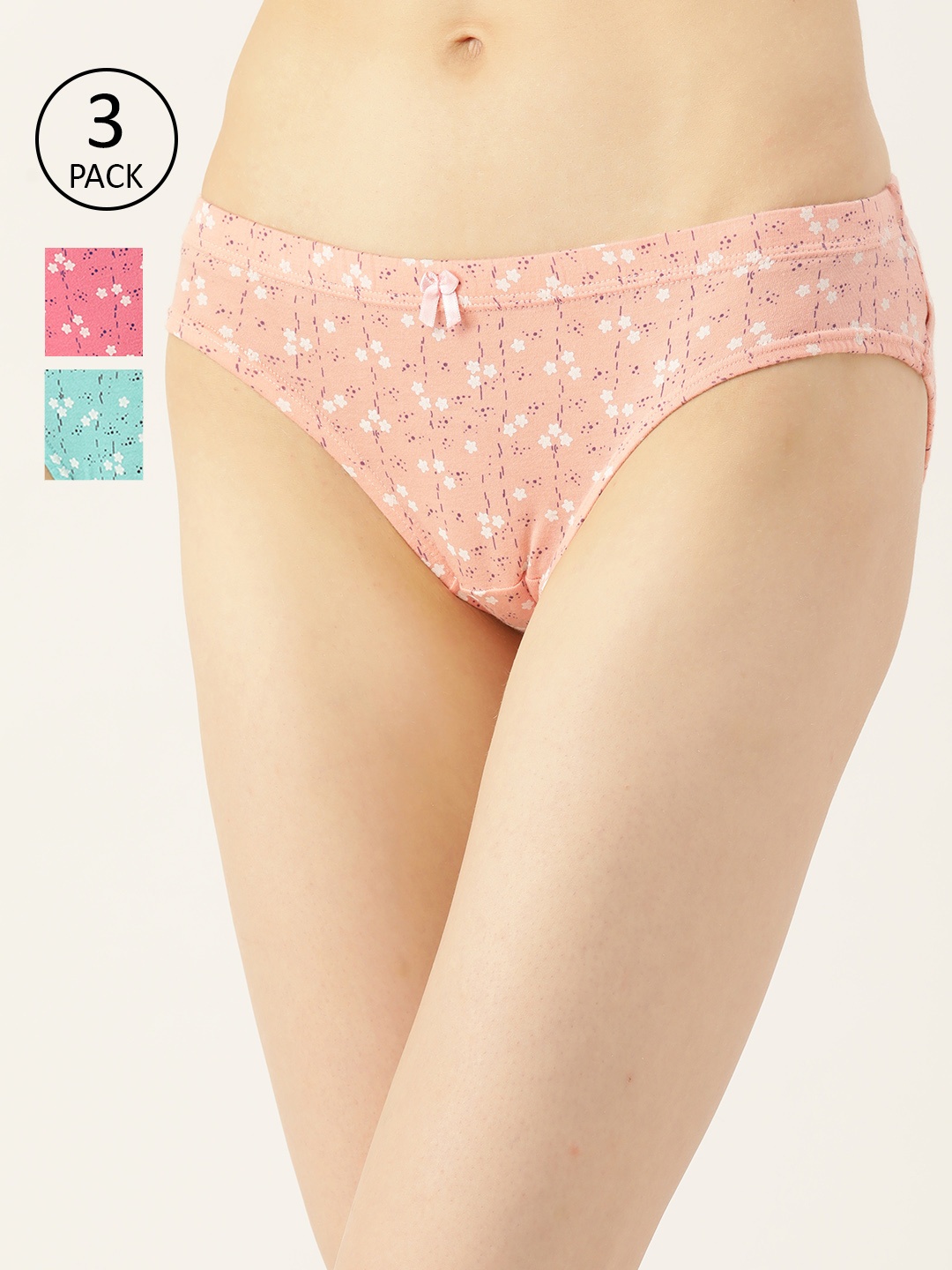

Leading Lady Women Pack of 3 Pure Cotton Printed Basic Briefs HP-9016-3, Sea green