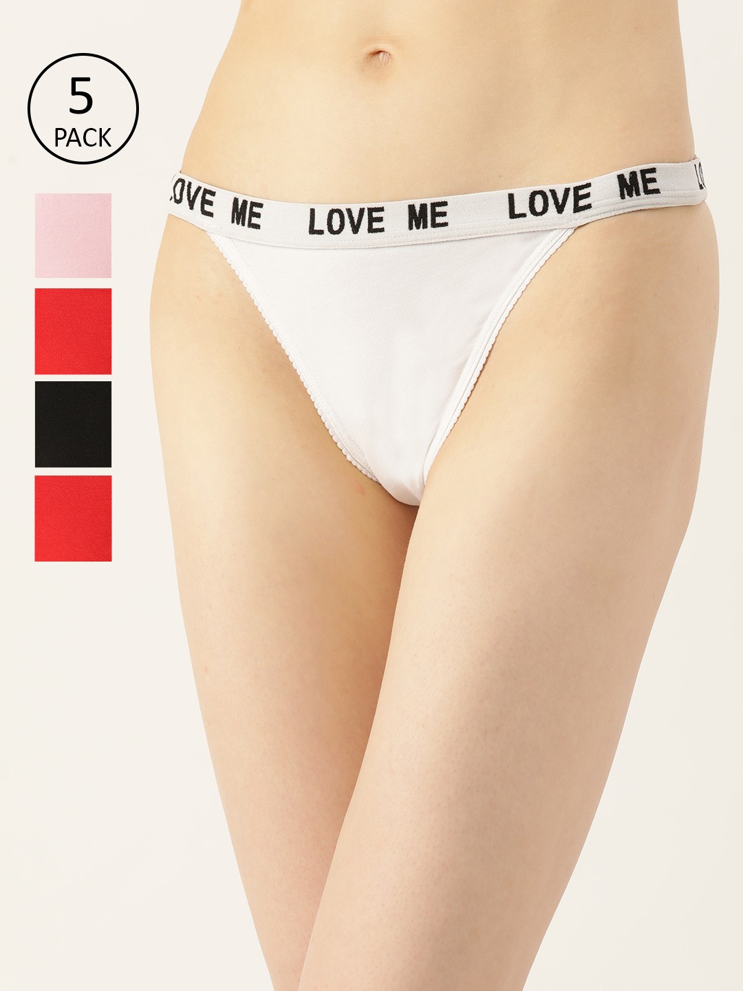 

Leading Lady Women Pack of 5 Low-Rise Solid Thongs TG-6001-5, White