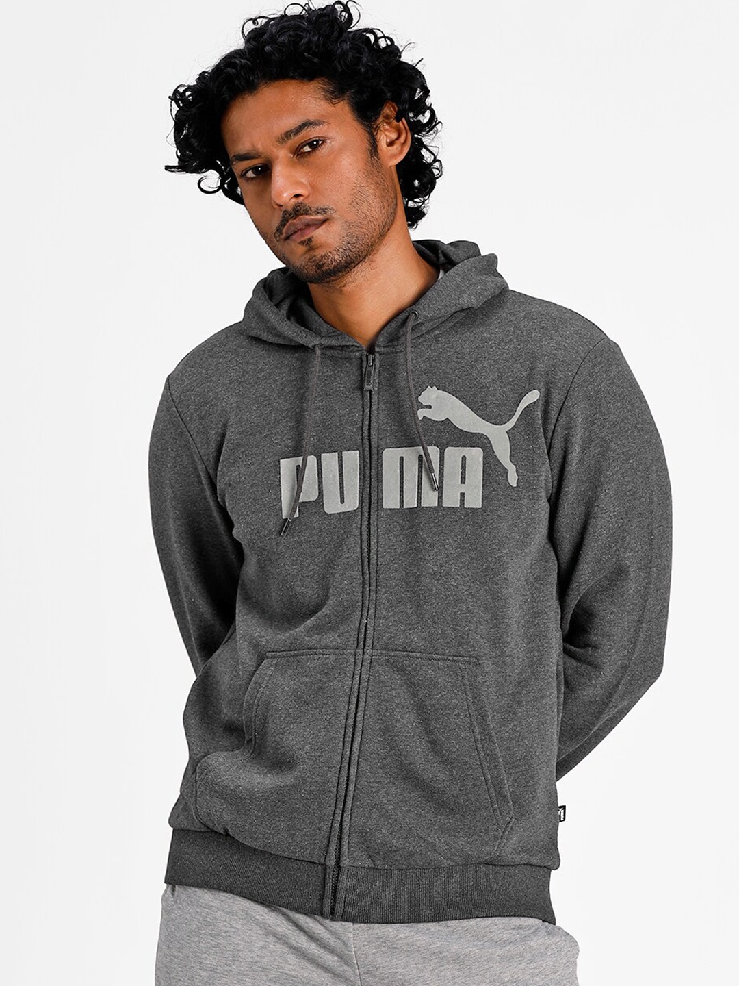 

Puma Men Grey Typography Open Front Track Jacket