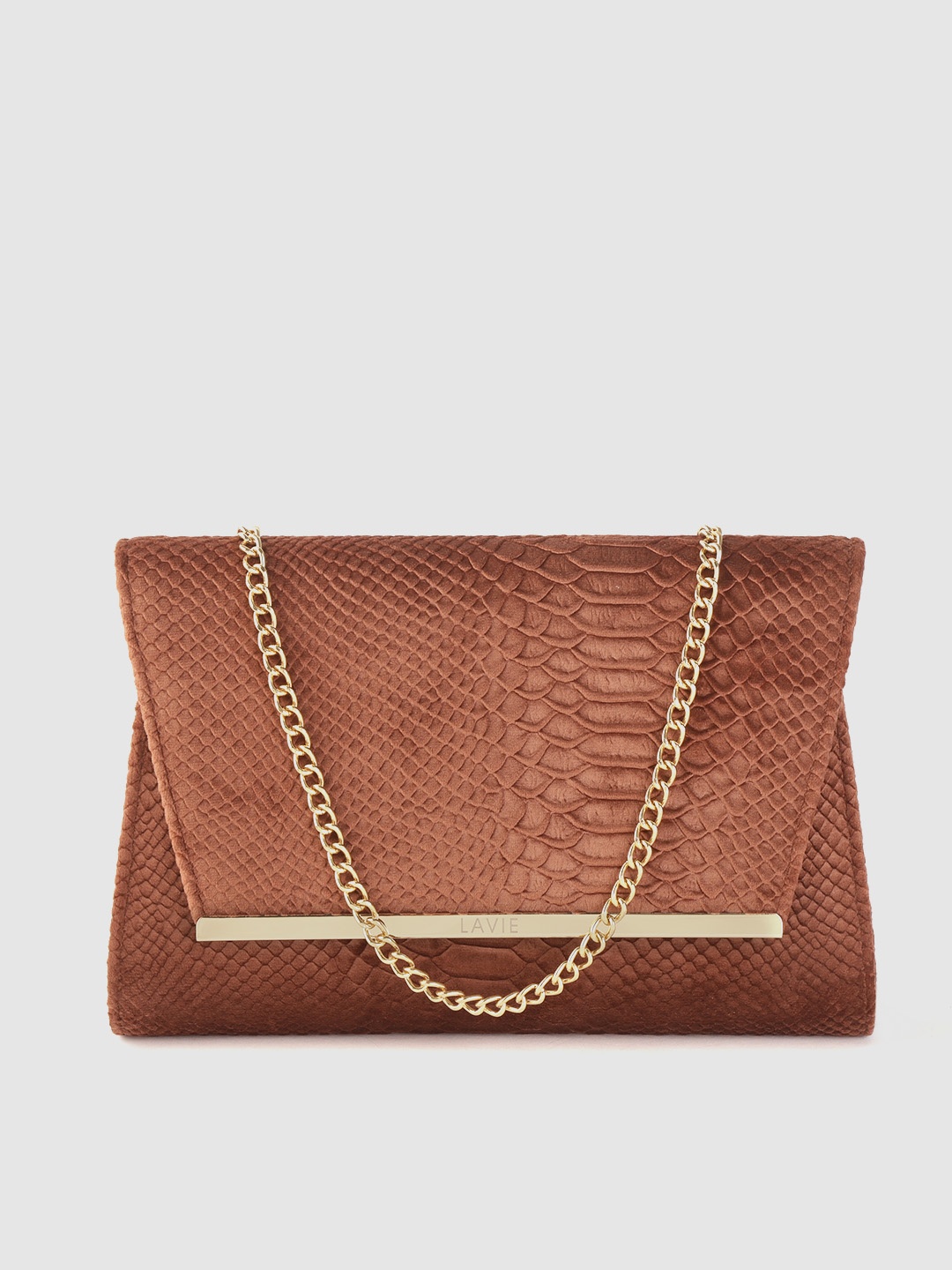 

Lavie Brown Snakeskin Textured Purse with Detachable Shoulder Strap