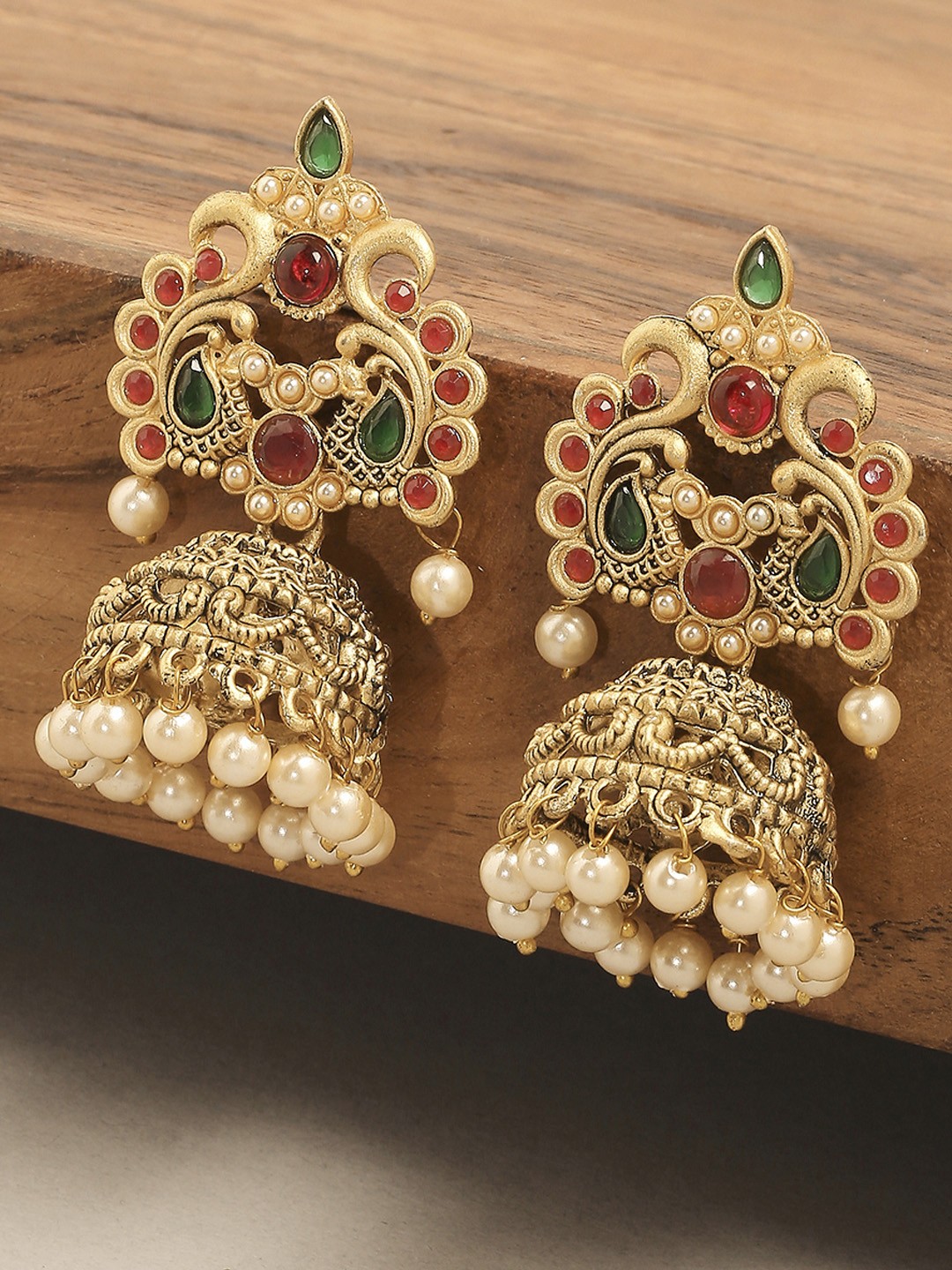

OOMPH Gold-Toned Contemporary Jhumkas Earrings