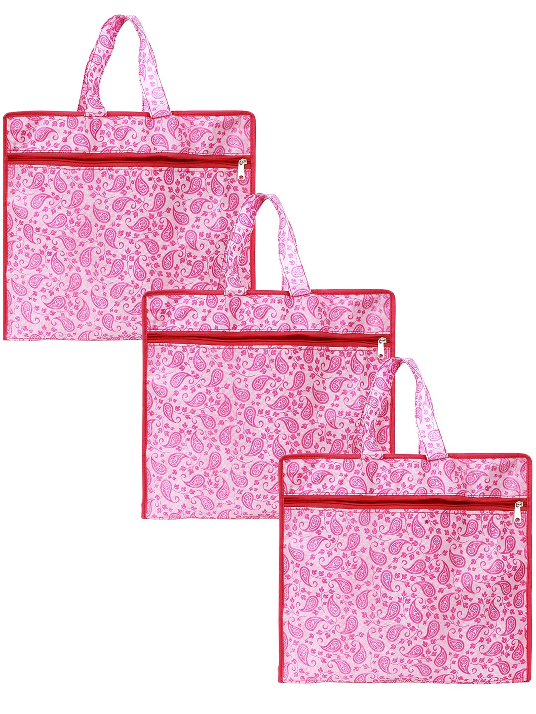 

prettykrafts Women Set Of 3 Pink Printed One Day Travelling Saree Cover Organiser