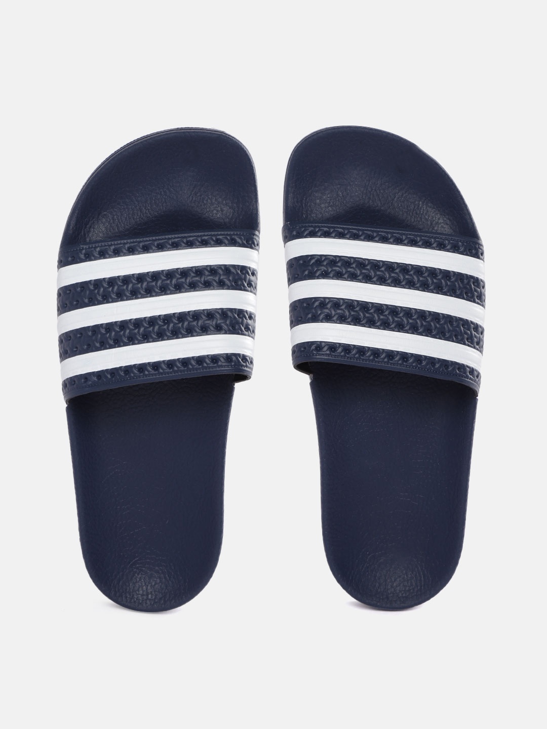 

ADIDAS Originals Men Navy Blue & White Striped Adilette Sliders