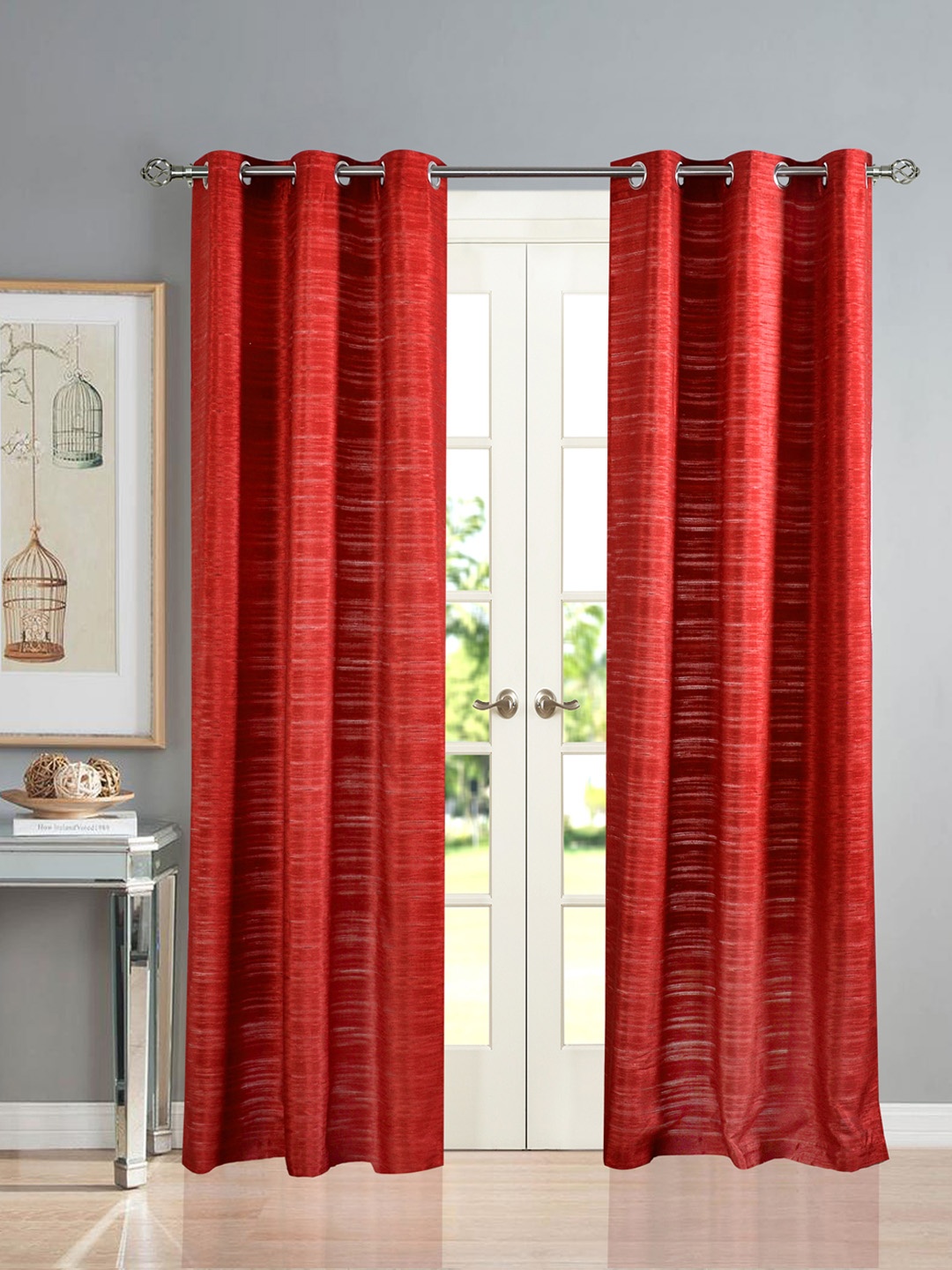 

Deco Window Red Set of 2 Sheer Door Curtain