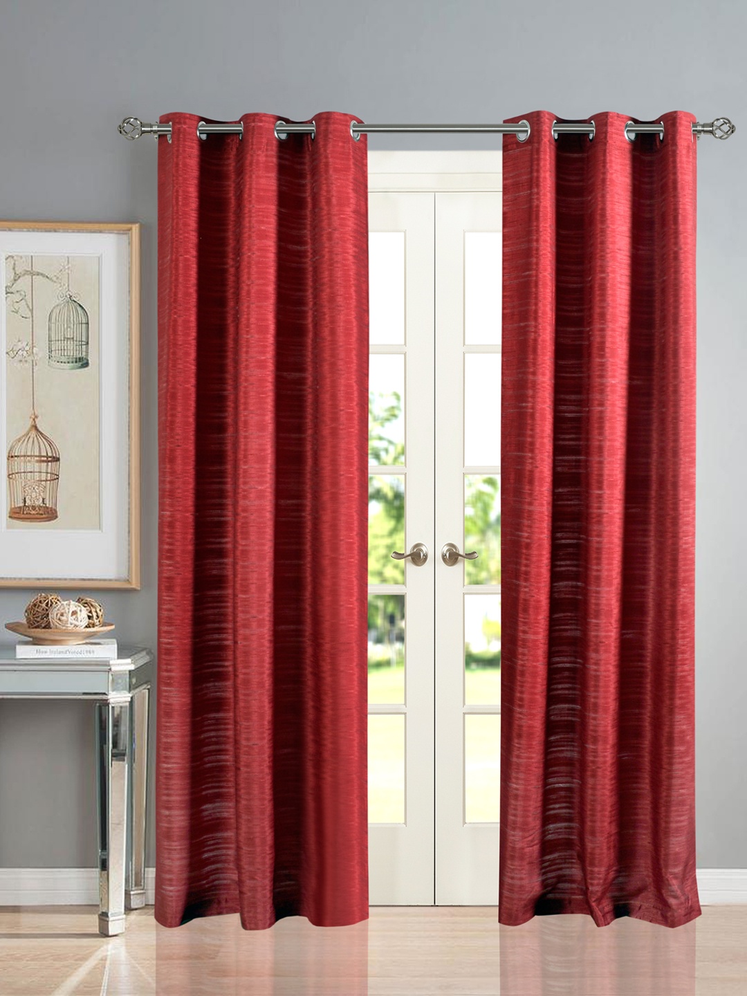 

Deco Window Red Set of 2 Sheer Door Curtain