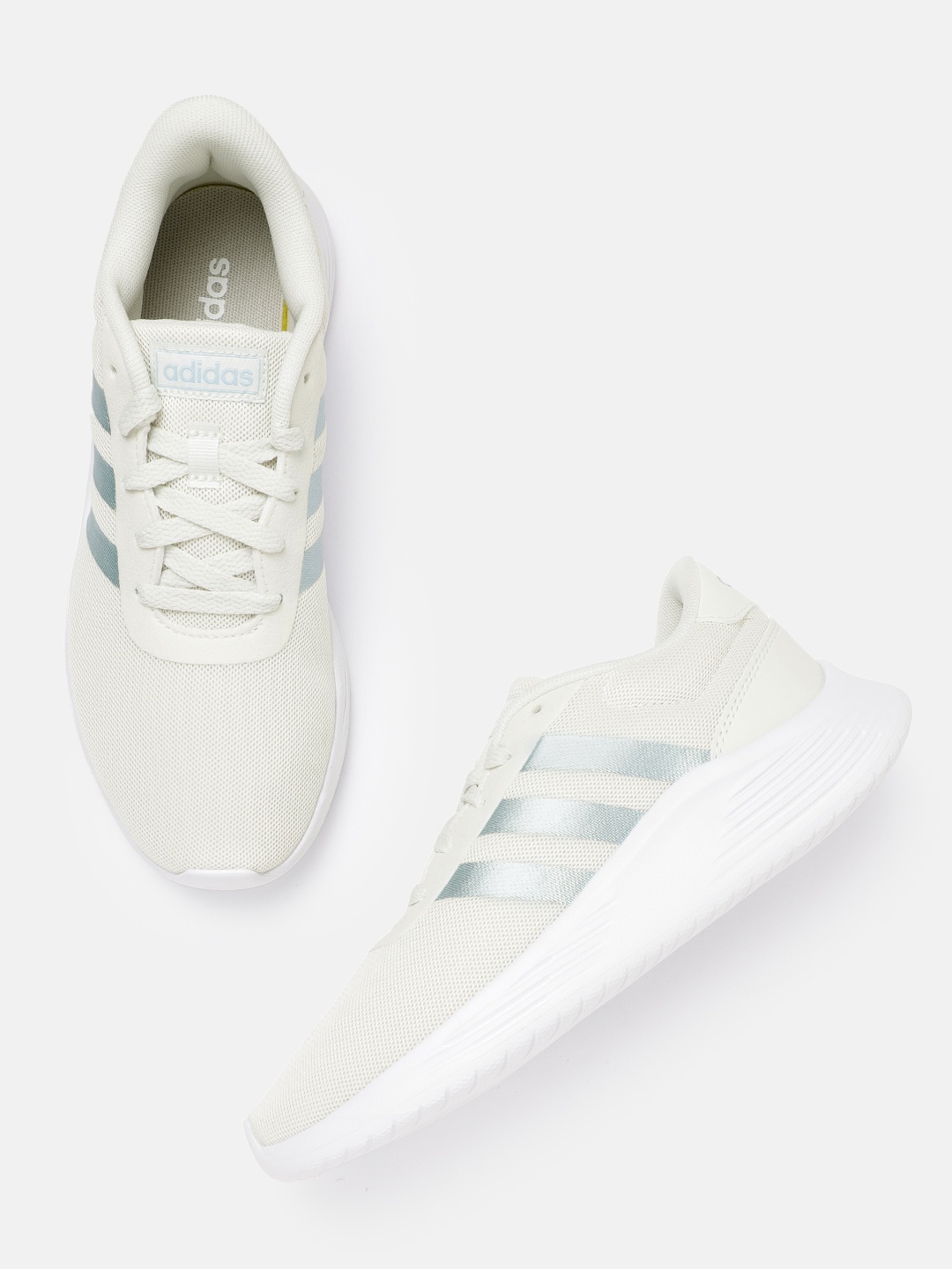 

ADIDAS Women Off-White & Silver-Toned Lite Racer 2.0 Knit Sneakers