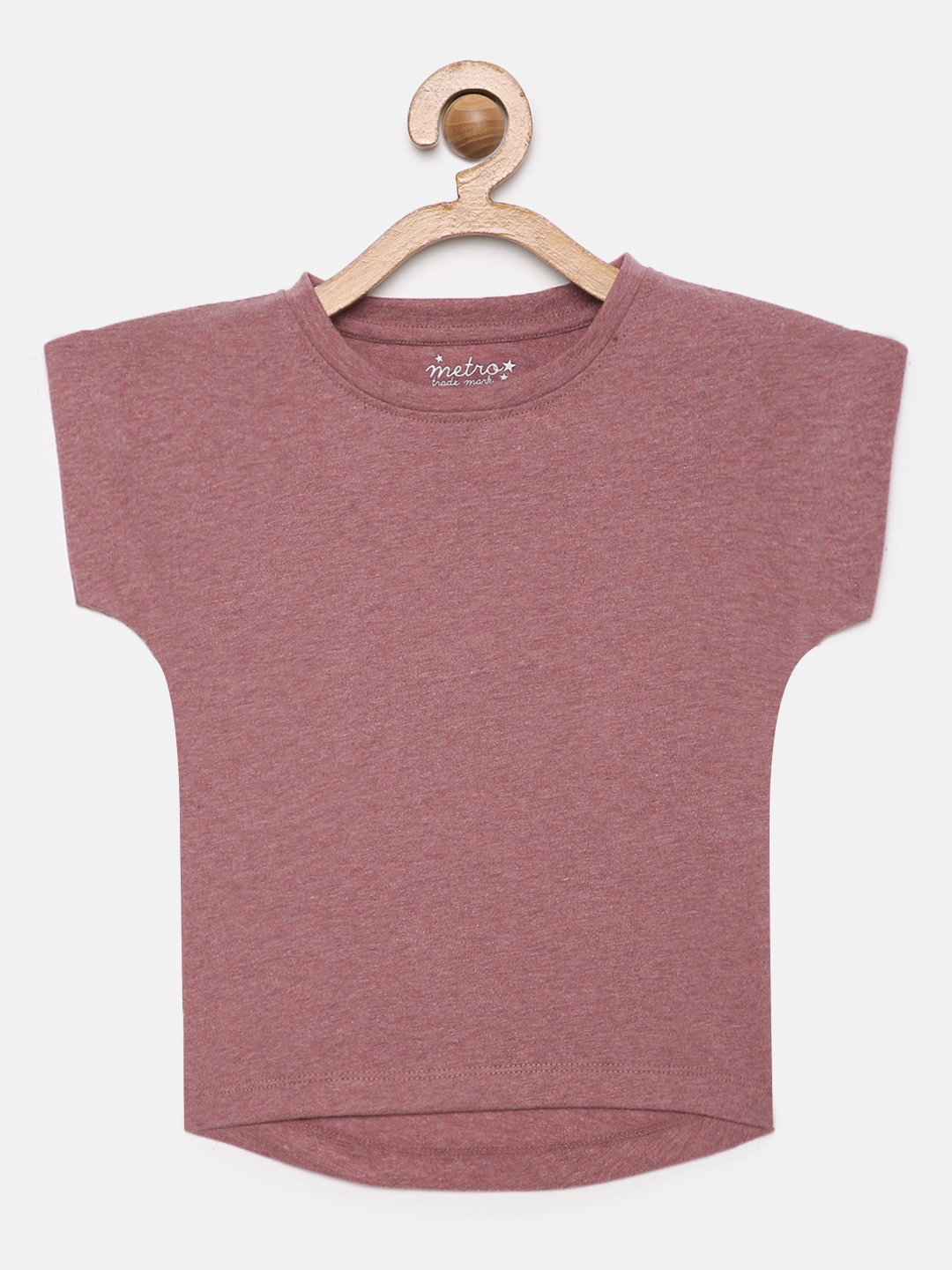 

METRO KIDS COMPANY Girls Burgundy Solid Pure Cotton Crop Top