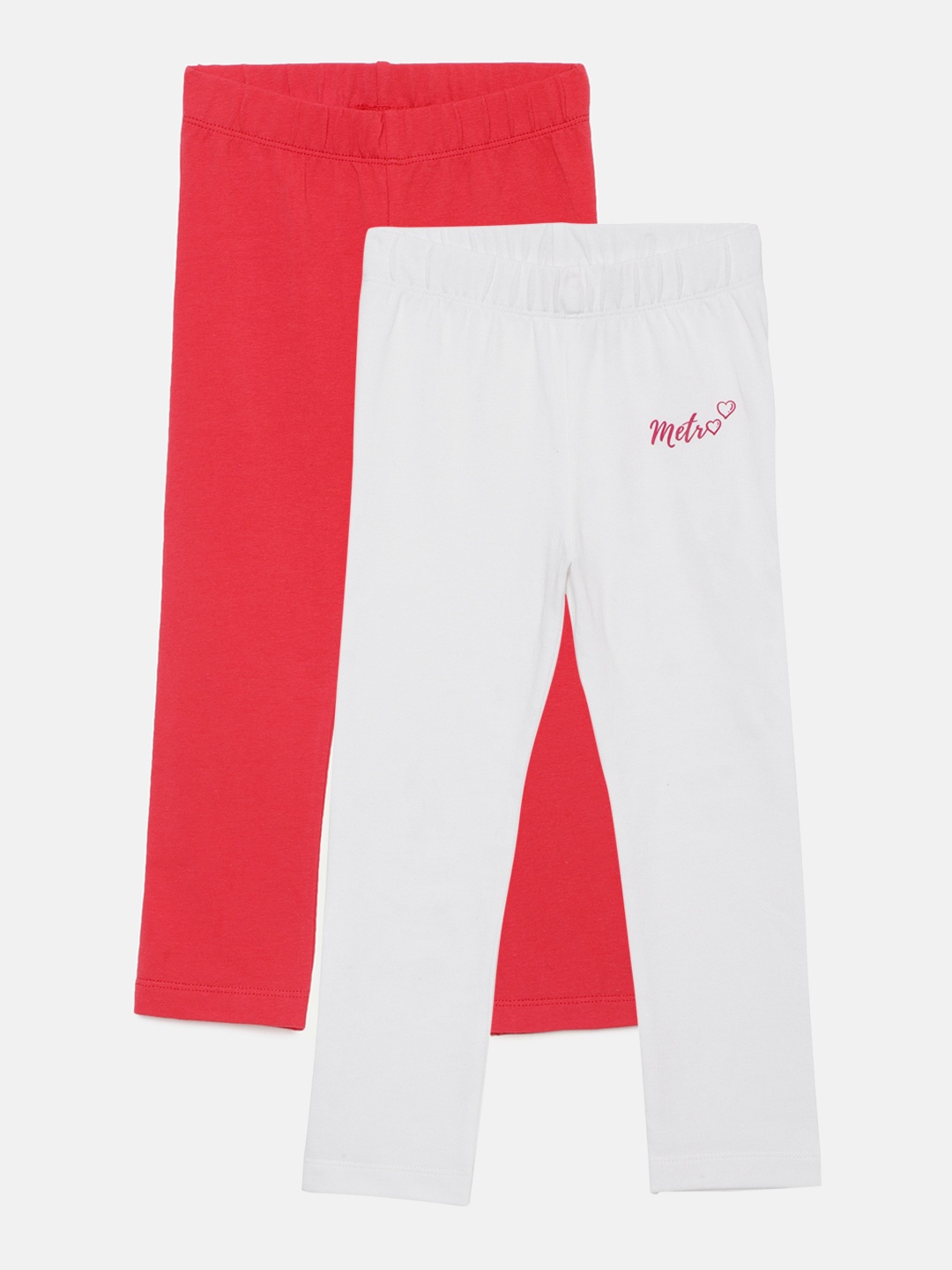 

METRO KIDS COMPANY Girls Pack of 2 Solid Ankle Length Leggings, White