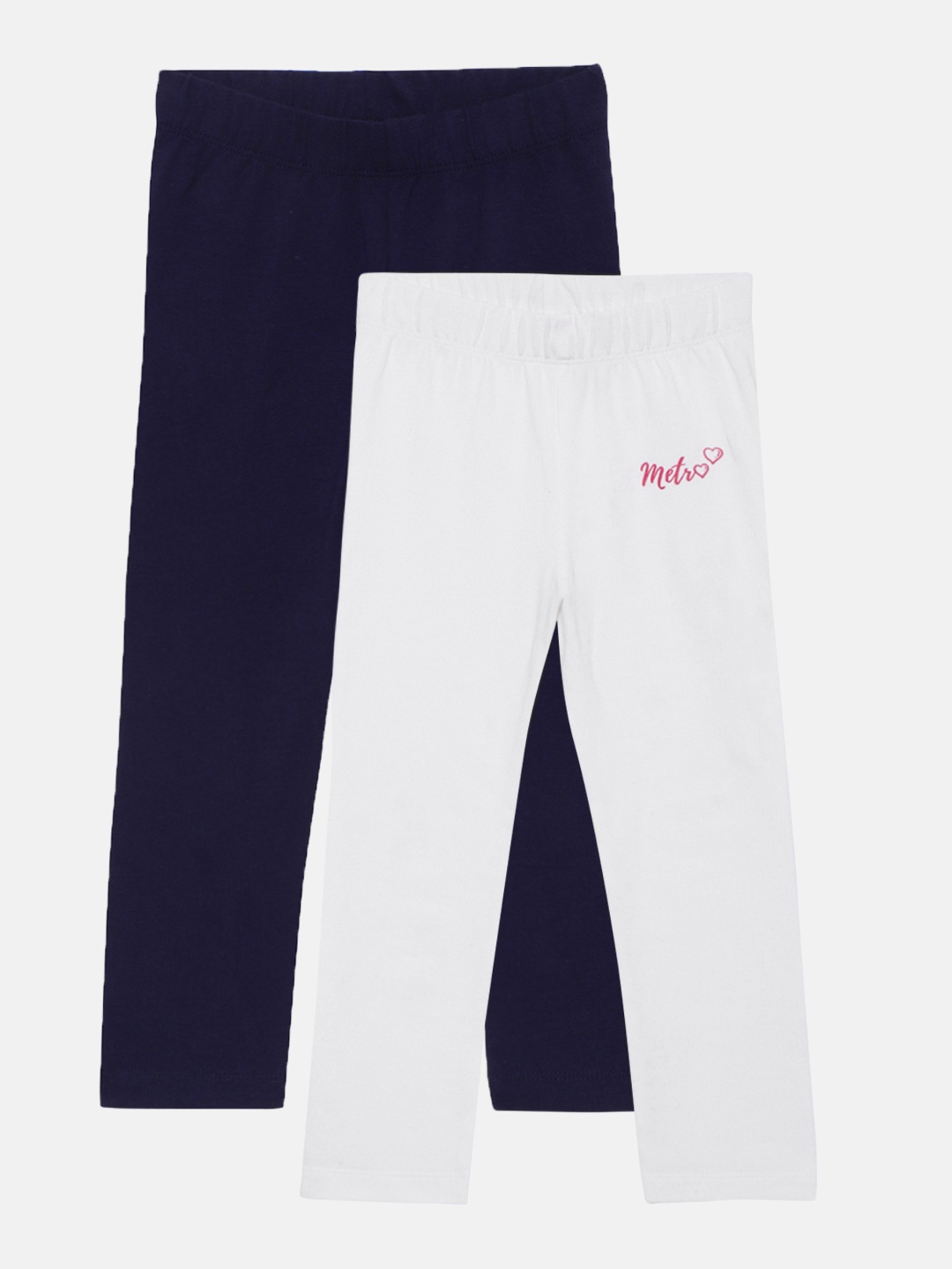 

METRO KIDS COMPANY Girls Pack of 2 Solid Ankle Length Leggings, White