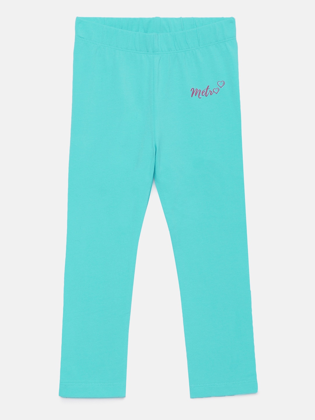 

METRO KIDS COMPANY Girls Turquoise Blue Solid Ankle Length Leggings