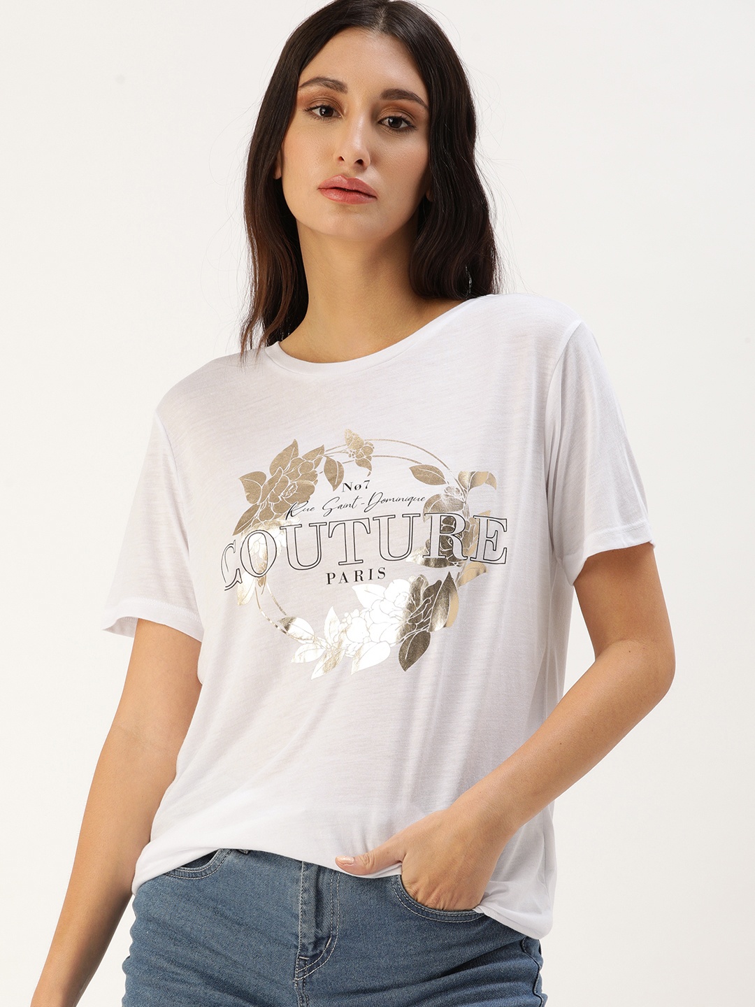 

Koton Women White Typography Printed T-shirt