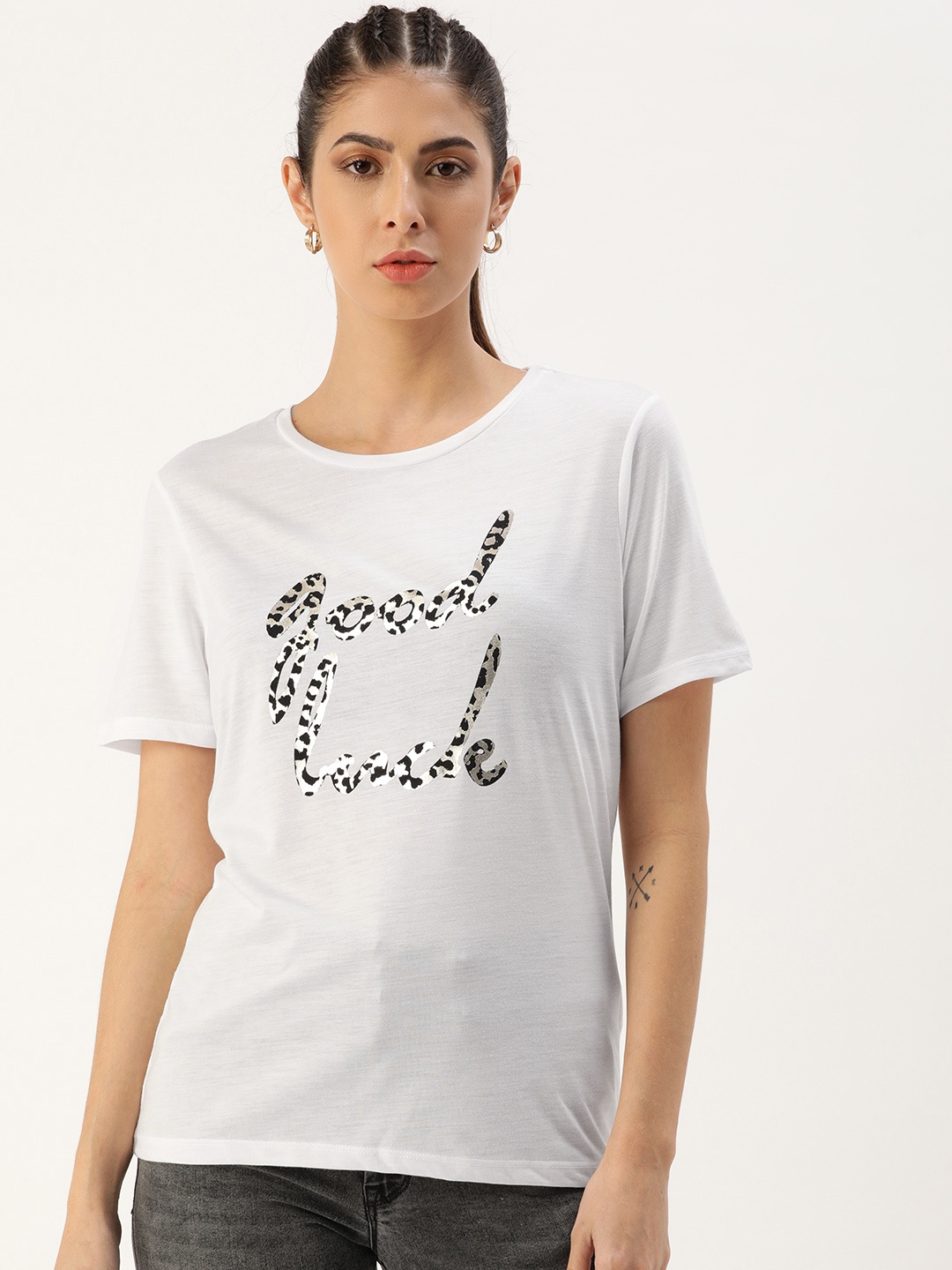 

Koton Women White Typography Printed T-shirt