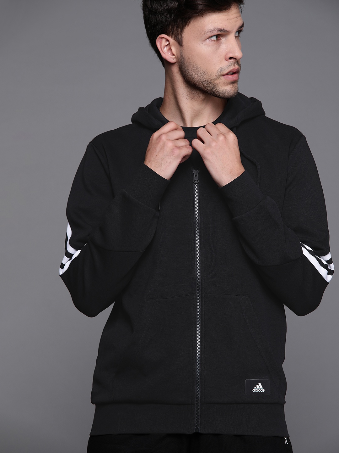 

ADIDAS Men Black Solid Training or Gym Jacket