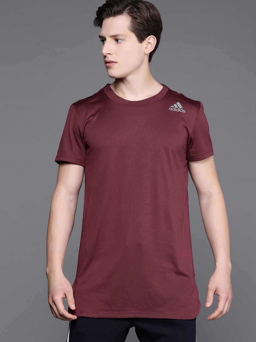 

ADIDAS Men Burgundy Brand Logo Detail Primeblue Always Om Sustainable T-shirt