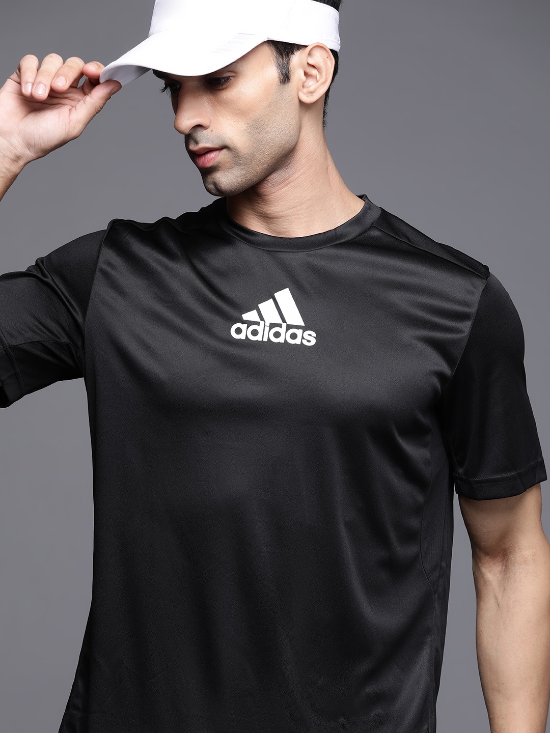 

ADIDAS Men Black 3S Back Solid Sustainable T-shirt