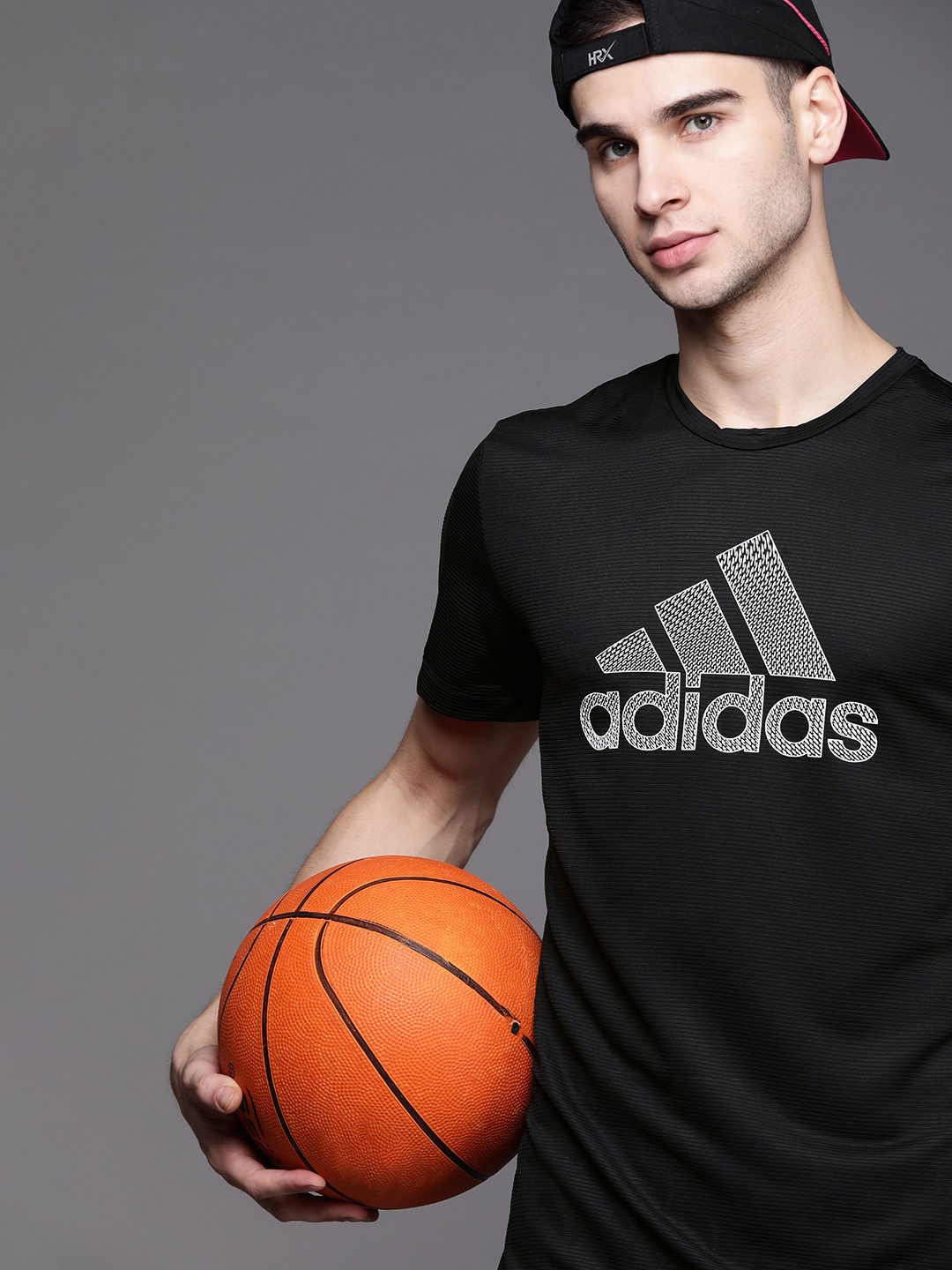 

ADIDAS Men Black & White Warrior Brand Logo Printed Training Sustainable T-shirt