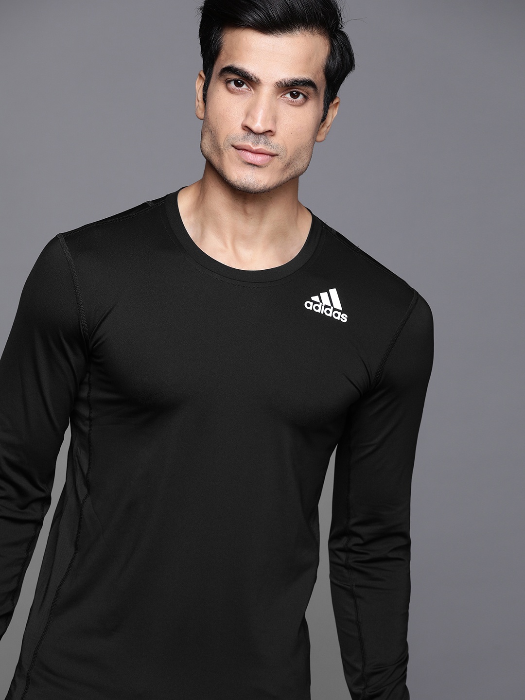 

ADIDAS Men Black TechFit Solid Training Sustainable T-shirt