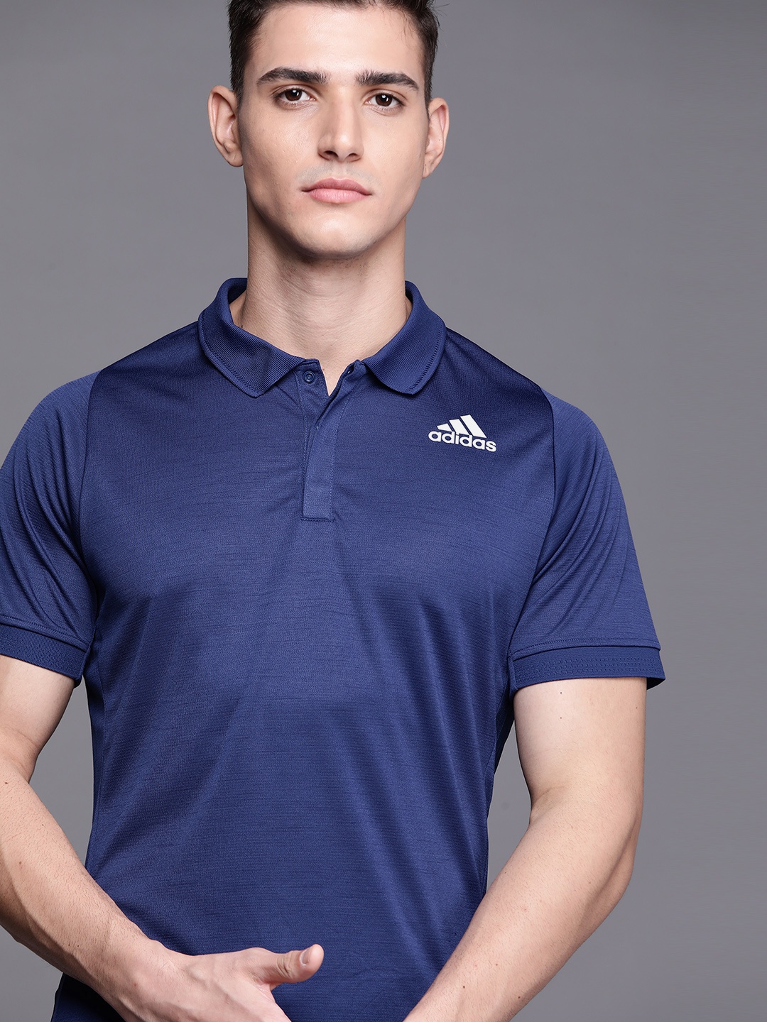 

ADIDAS Men Navy Blue Tennis Freelift Polo Sustainable T-shirt