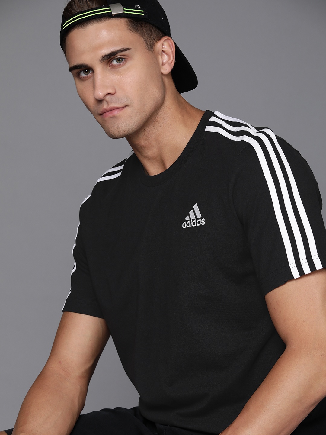 

ADIDAS Men Black Pure Cotton T-shirt
