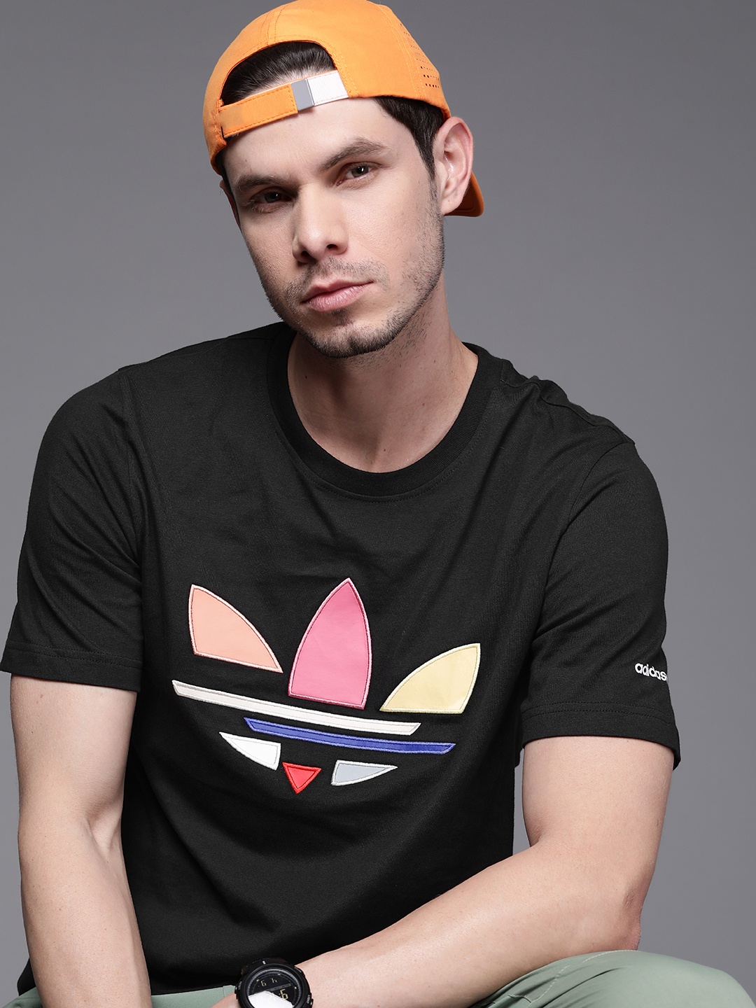 

ADIDAS Originals Men Black & Pink Pure Cotton Adicolor Shattered Trefoil T-shirt
