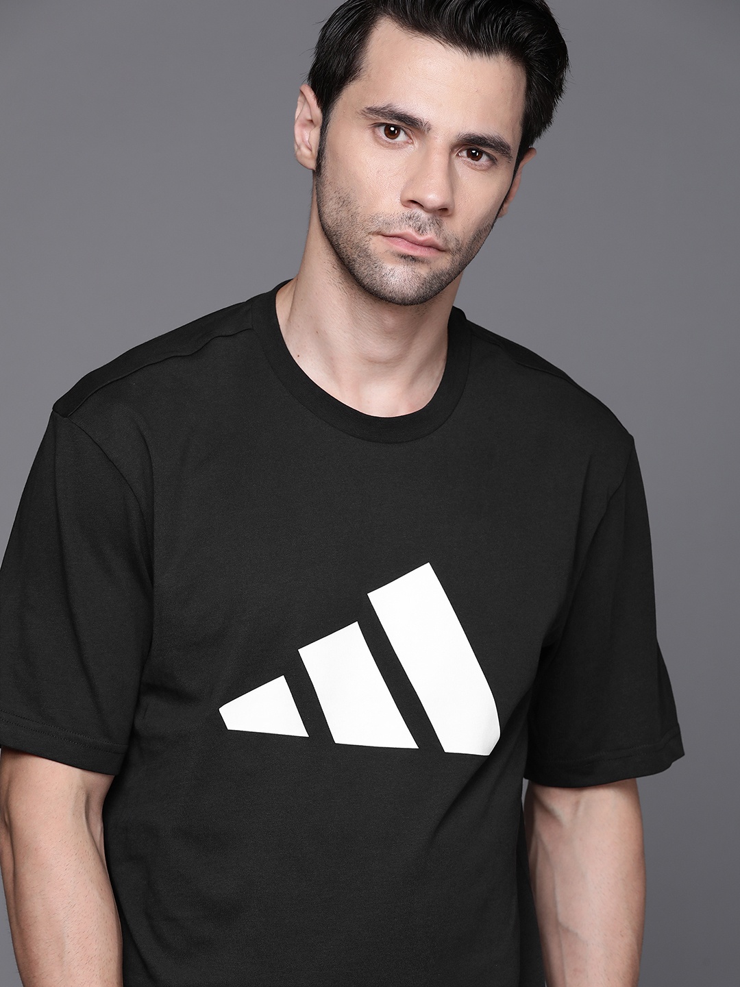 

ADIDAS Men Black Brand Logo Printed FI 3B Training Sustainable T-shirt
