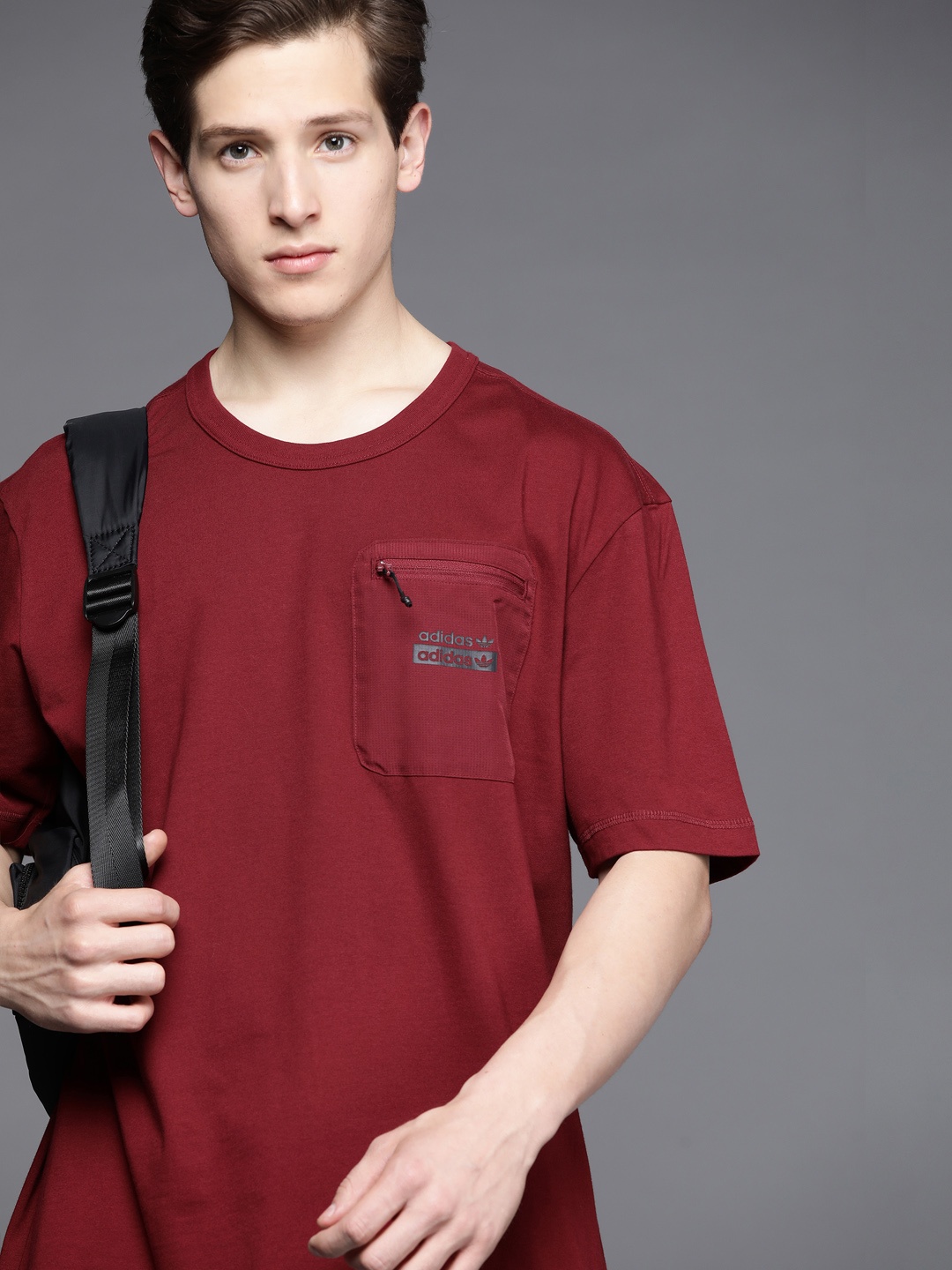 

ADIDAS Originals Men Maroon Pure Cotton Solid R.Y.V. Loose Sustainable Tshirt
