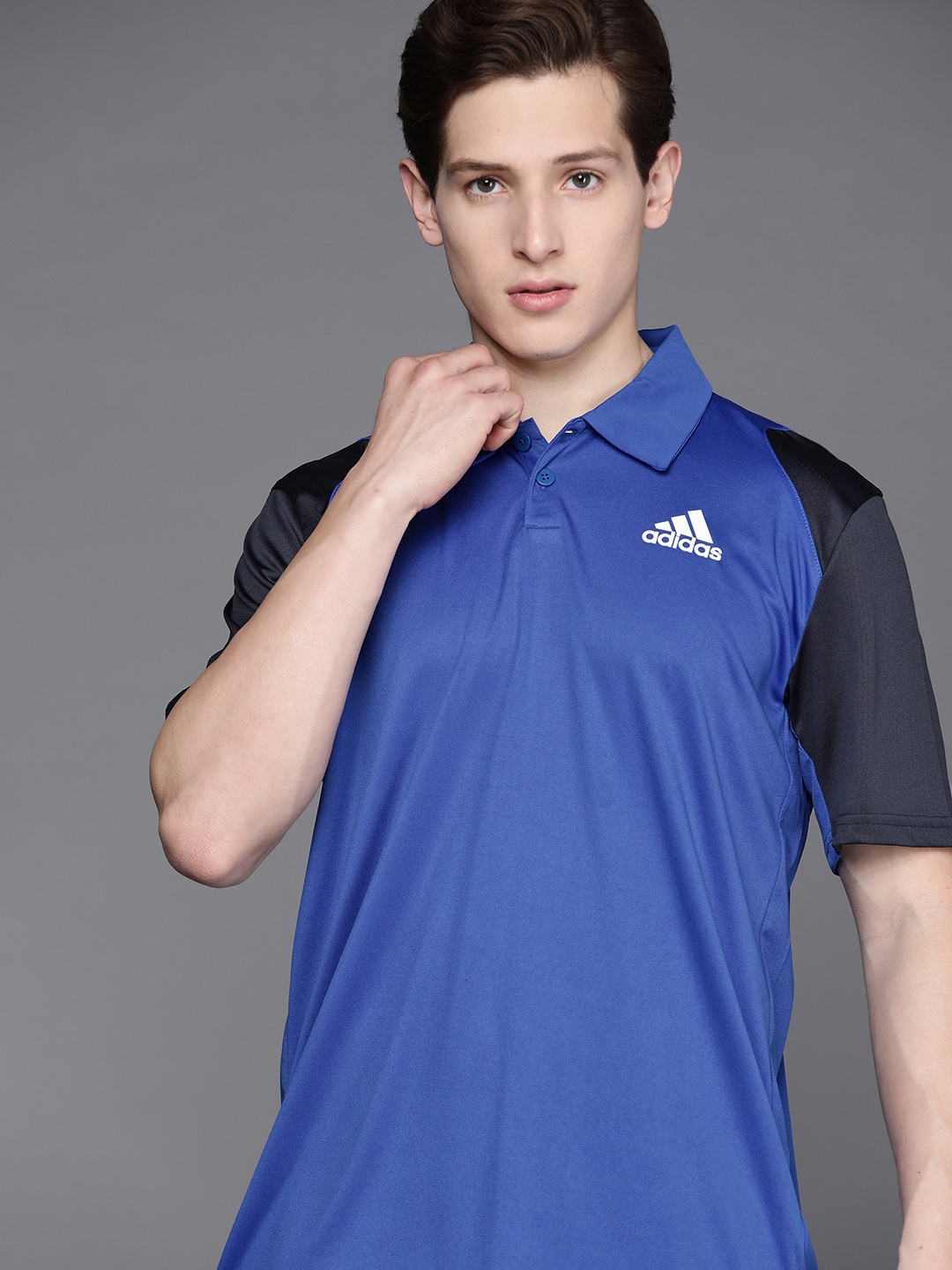 

ADIDAS Men Blue Solid Tennis Club Polo T-shirt