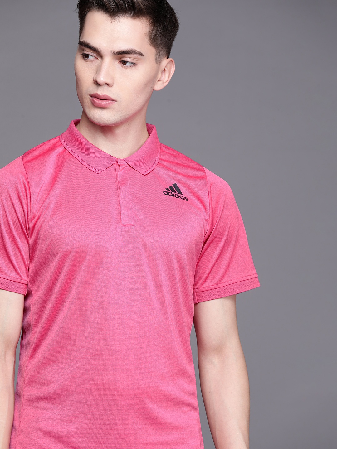 

ADIDAS Men Pink Tennis Freelift Polo Collar Sustainable T-shirt