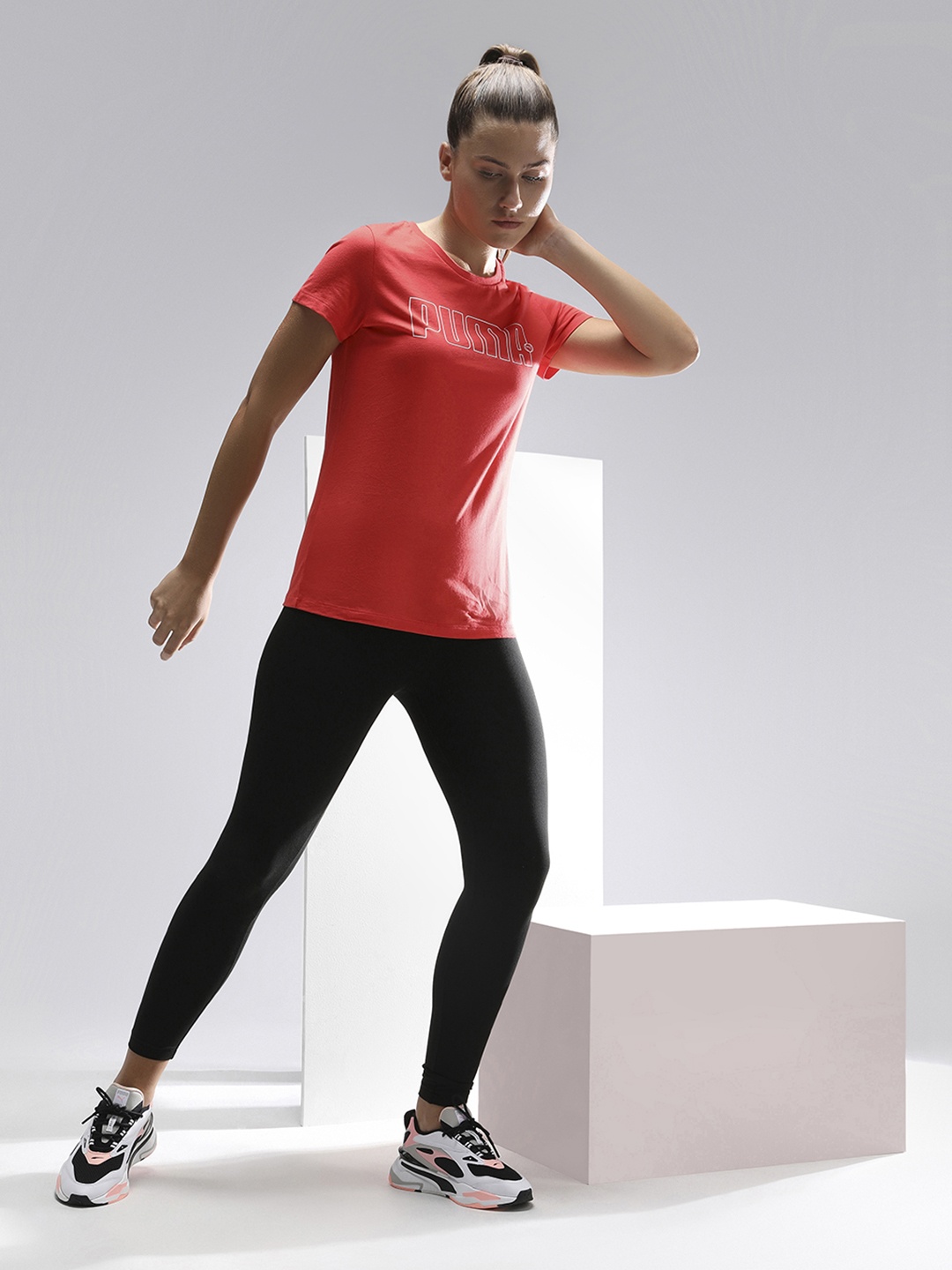 

Puma Women Red Rebel Brand Logo Printed Pure Cotton T-shirt