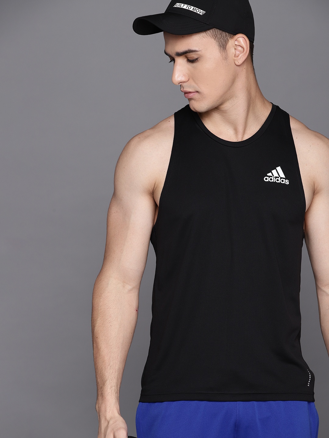 

ADIDAS Men Black Solid Own The Run Singlet T-Shirt