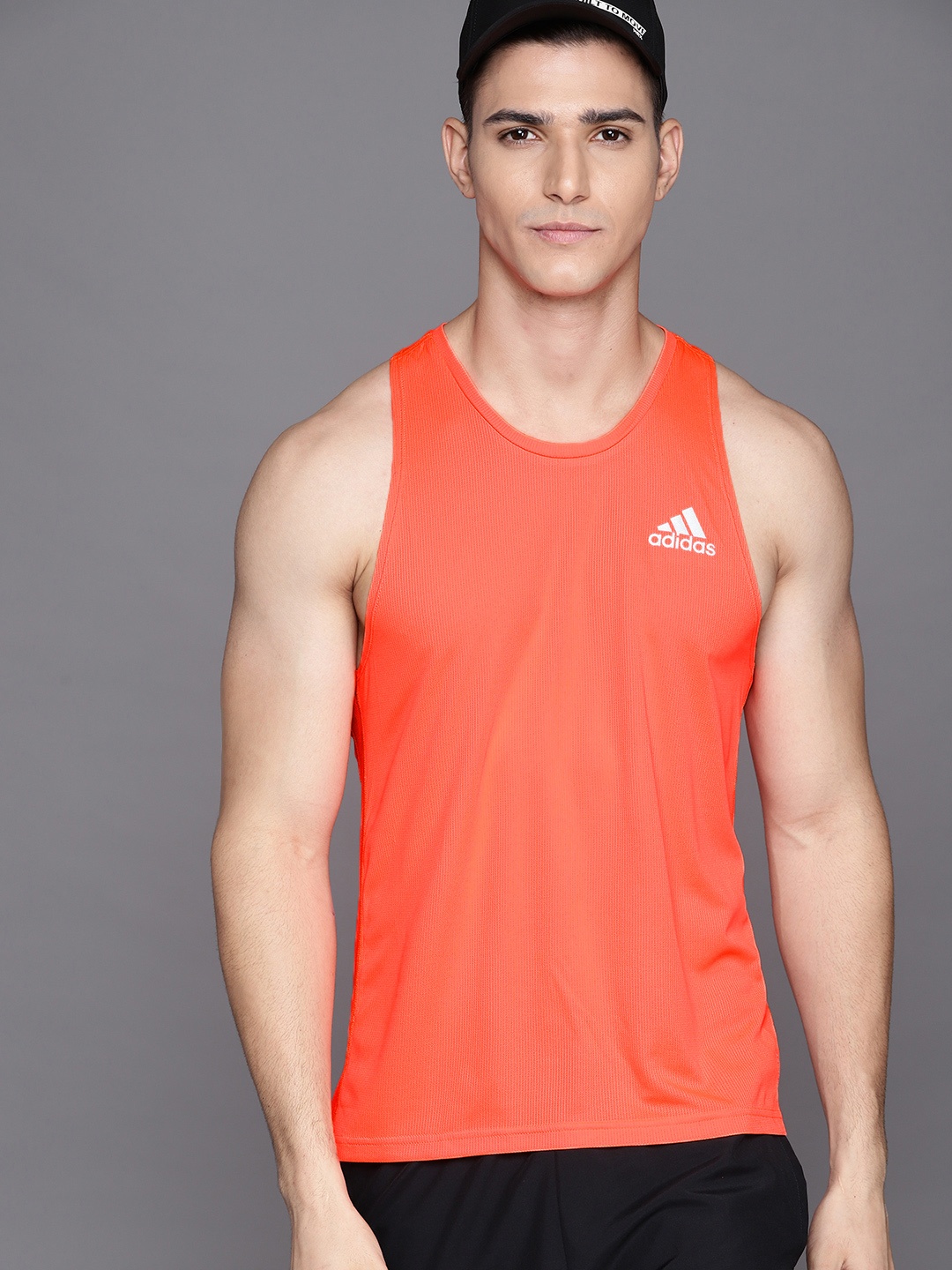 

ADIDAS Men Orange Solid Own The Run Singlet T-Shirt