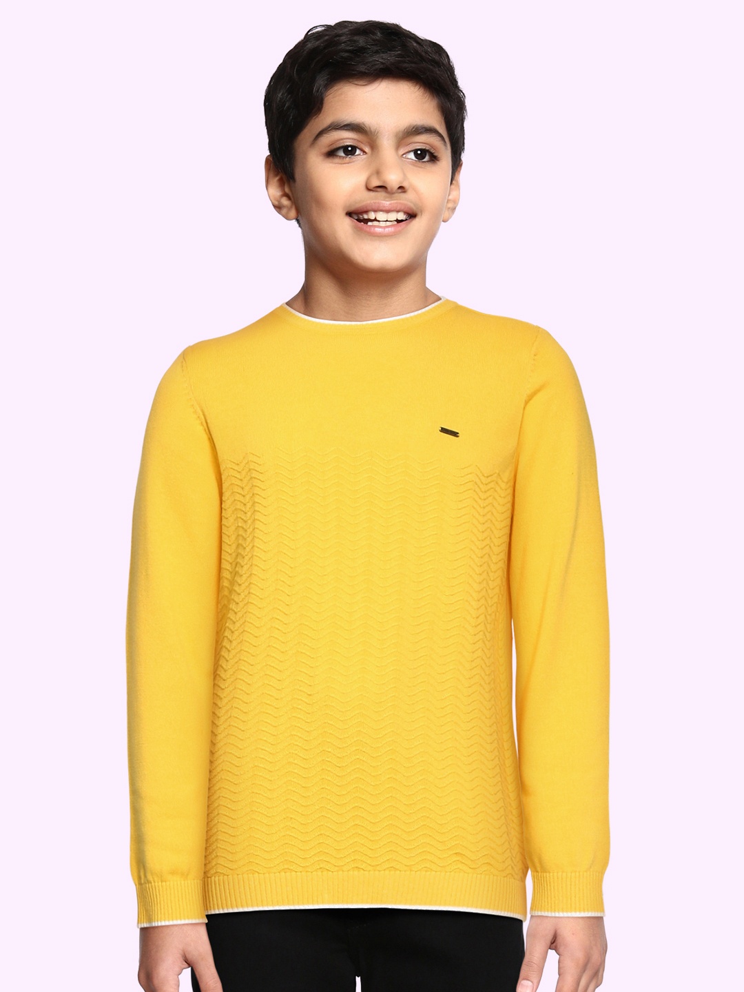 

Allen Solly Junior Boys Yellow Pure Cotton Chevron Patterned Pullover