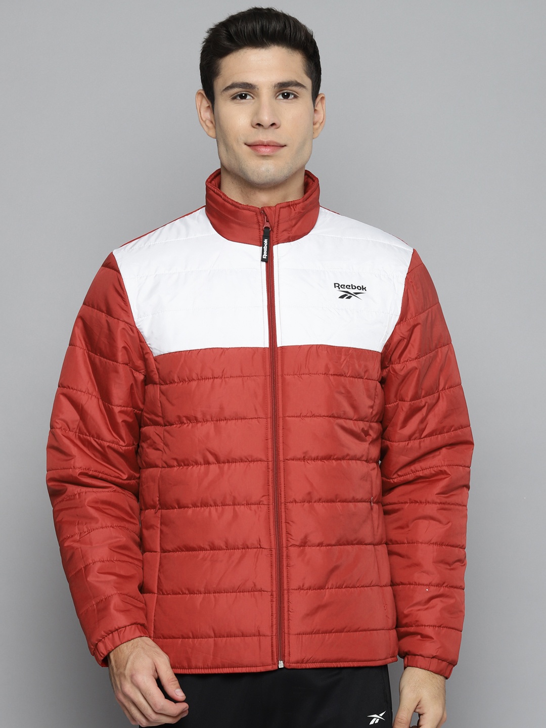 

Reebok Men Red & White Colourblocked MP Light Padded Jacket