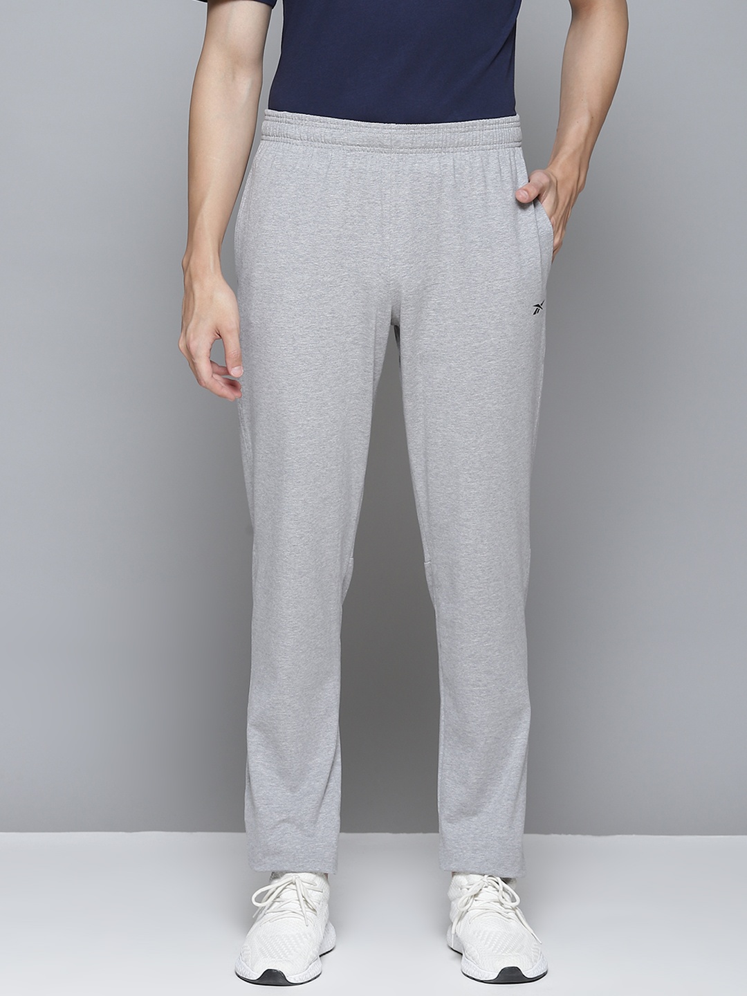 

Reebok Men Grey Melange Training Essentials Track Pants