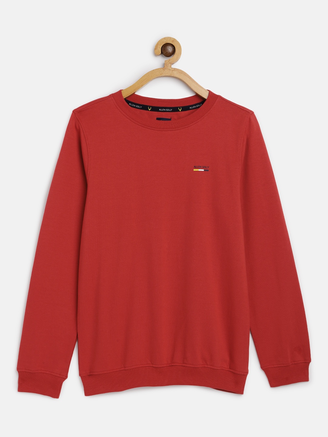 

Allen Solly Junior Boys Red Solid Pure Cotton Sweatshirt