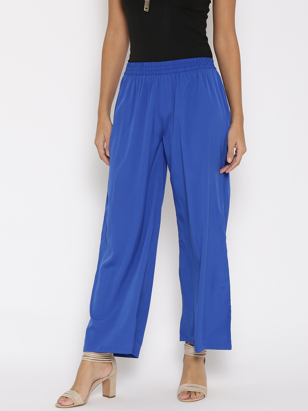 

AURELIA Blue Polyester Palazzo Trousers