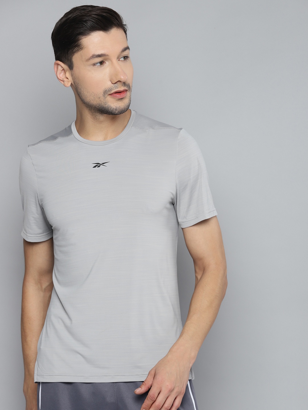 

Reebok Men Grey Tech Style Activchill Move Slim Fit Training T-shirt