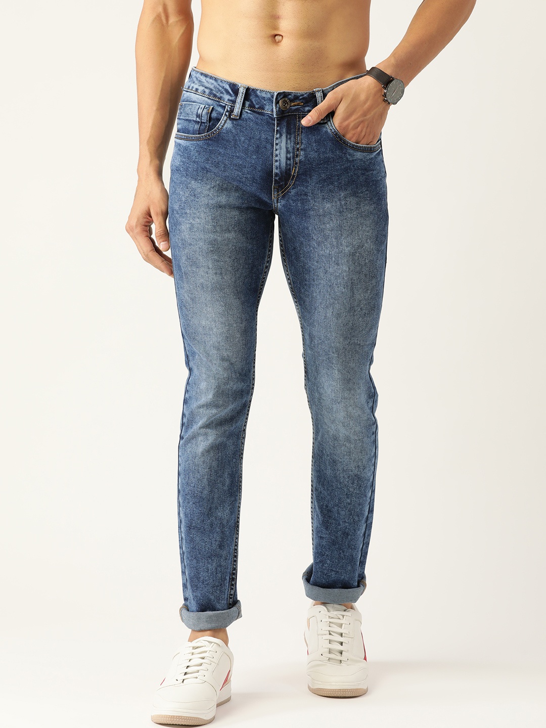 Flying Machine Men Blue Slim Fit Light Fade Stretchable Jeans