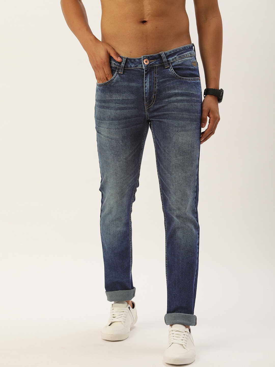 

Flying Machine Men Blue Michael Slim Tapered Fit Heavy Fade Stretchable Jeans