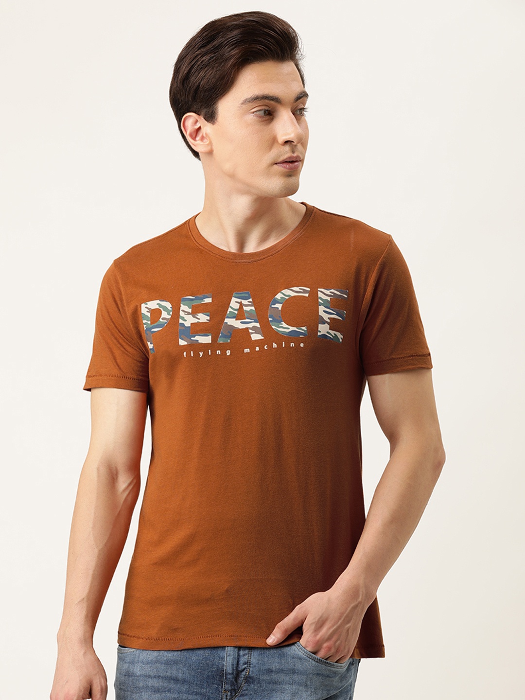 

Flying Machine Men Orange Typography Printed Pure Cotton T-shirt