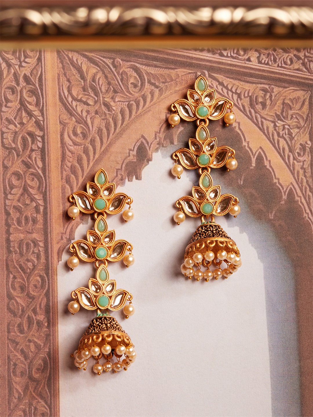 

Rubans Gold Plated Contemporary Jhumkas
