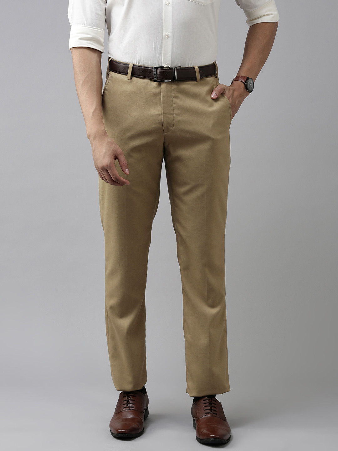 

Park Avenue Men Khaki Smart Fit Formal Trousers