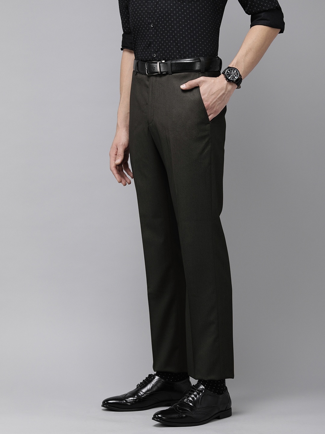 

Park Avenue Men Black Smart Fit Formal Trousers
