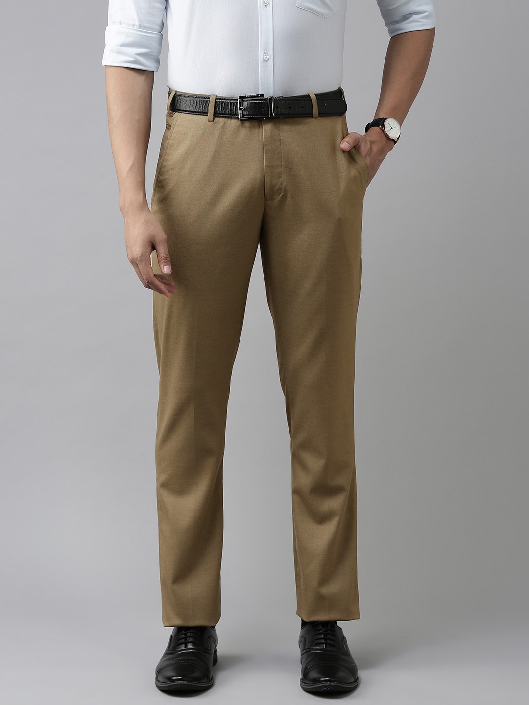 

Park Avenue Men Khaki Smart Formal Trousers